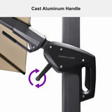 PURPLE LEAF Lateral Tilt Patio Umbrella with Base, 360° Swivel Cantilever Umbrella with Stand