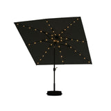 PURPLE LEAF Black Frame Tilting Market Umbrella with Lights Table Umbrella with Base Outside Patio