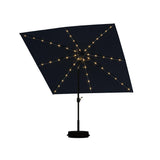 PURPLE LEAF Black Frame Tilting Market Umbrella with Lights Table Umbrella with Base Outside Patio