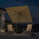 PURPLE LEAF Black Frame Tilting Market Umbrella with Lights Table Umbrella with Base Outside Patio