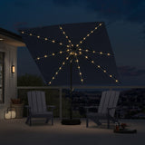PURPLE LEAF Black Frame Tilting Market Umbrella with Lights Table Umbrella with Base Outside Patio