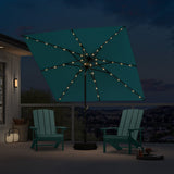 PURPLE LEAF Black Frame Tilting Market Umbrella with Lights Table Umbrella with Base Outside Patio