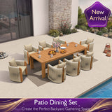 PURPLE LEAF Byron Outdoor Dining Set with Blended Olefin Cushion Aluminum Luxury Patio Furniture Dining Set All Weather Wicker Dining Sets for Backyard Deck, Teak