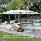 PURPLE LEAF Table Umbrella Double Sided Rectangular Patio Market Umbrella with Base