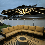 PURPLE LEAF Round Solar Lighted Cantilever Umbrella Outside Patio Umbrella with Lights