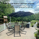 PURPLE LEAF Round Solar Lighted Cantilever Umbrella Outside Patio Umbrella with Lights