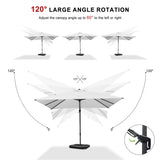 PURPLE LEAF Lateral Tilt Patio Umbrella with Base, 360° Swivel Cantilever Umbrella with Stand