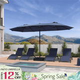 PURPLE LEAF Table Umbrella Double Sided Rectangular Patio Market Umbrella with Base