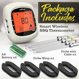 4 Channels Bluetooth Bbq Digital Thermometer With 4 Probes - Large Lcd Display, For Grilling Smoking, Oven, Cooking, And Bbq