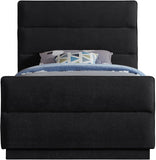 Paxton Twin Bed - Luxurious Chenille Upholstered Design with Channel Tufted Headboard for Elegance