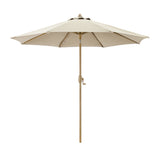 PATIO TREE Patio Umbrella Manual Tilt With Natural Wood Grain Frame (Sunbrella® Heather Beige)