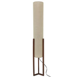 Pharos Contemporary Cylinder Floor Lamp with Brown Wood Base