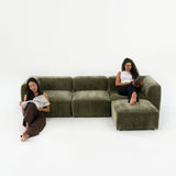 Philo Chenille Low Profile Modular Sectional Sofa (3-Seater+Ottoman)