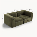Philo Performance Velvet Low Profile Modular Sofa (Loveseat)