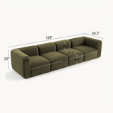 Philo Performance Velvet Low Profile Modular Sofa (4-Seater)