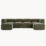 Philo Chenille Low Profile Modular Sectional Sofa (4-Seater+2 Ottomans)