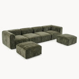 Philo Chenille Low Profile Modular Sectional Sofa (4-Seater+2 Ottomans)
