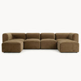Philo Performance Velvet Low Profile Modular Sectional Sofa (4-Seater+2 Ottomans)