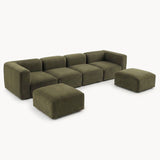 Philo Performance Velvet Low Profile Modular Sectional Sofa (4-Seater+2 Ottomans)