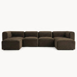 Philo Performance Velvet Low Profile Modular Sectional Sofa (4-Seater+2 Ottomans)
