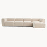 Philo Chenille Low Profile Modular Sectional Sofa (4-Seater+Ottoman)