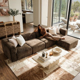 Philo Chenille Low Profile Modular Sectional Sofa (4-Seater+Ottoman)