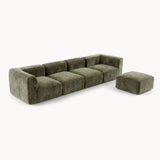 Philo Chenille Low Profile Modular Sectional Sofa (4-Seater+Ottoman)