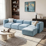 Philo Performance Velvet Low Profile Modular Sectional Sofa (4-Seater+Ottoman)
