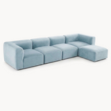 Philo Performance Velvet Low Profile Modular Sectional Sofa (4-Seater+Ottoman)