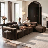 Philo Performance Velvet Low Profile Modular Sectional Sofa (4-Seater+Ottoman)