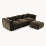 Philo Chenille Low Profile Modular Sectional Sofa (3-Seater+Ottoman)