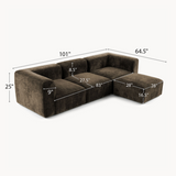 Philo Chenille Low Profile Modular Sectional Sofa (3-Seater+Ottoman)