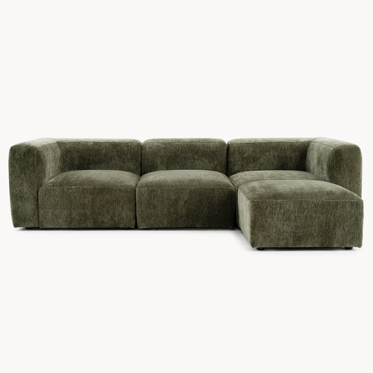 Philo Chenille Low Profile Modular Sectional Sofa (3-Seater+Ottoman)