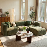 Philo Chenille Low Profile Modular Sectional Sofa (3-Seater+Ottoman)