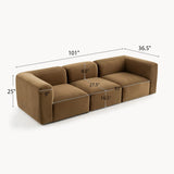 Philo Performance Velvet Low Profile Modular Sofa (3-Seater)