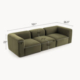 Philo Performance Velvet Low Profile Modular Sofa (3-Seater)