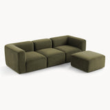 Philo Performance Velvet Low Profile Modular Sectional Sofa (3-Seater+Ottoman)