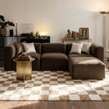 Philo Performance Velvet Low Profile Modular Sectional Sofa (3-Seater+Ottoman)