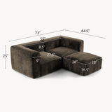 Philo Chenille Low Profile Modular Sectional Sofa (Loveseat+Ottoman)