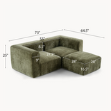 Philo Chenille Low Profile Modular Sectional Sofa (Loveseat+Ottoman)