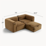 Philo Performance Velvet Low Profile Modular Sectional Sofa (Loveseat+Ottoman)