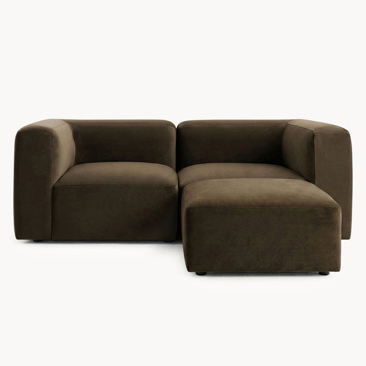 Philo Performance Velvet Low Profile Modular Sectional Sofa (Loveseat+Ottoman)