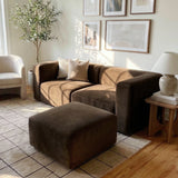Philo Performance Velvet Low Profile Modular Sectional Sofa (Loveseat+Ottoman)