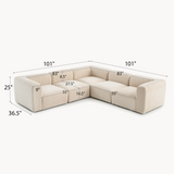 Philo Chenille Low Profile Reversible Modular L Sectional Sofa (5-Seater)