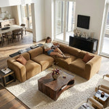 Philo Performance Velvet Low Profile Reversible Modular L Sectional Sofa (5-Seater)
