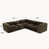 Philo Performance Velvet Low Profile Reversible Modular L Sectional Sofa (5-Seater)