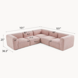 Philo Blush Pink Low Profile Reversible Modular L Sectional Sofa (5-Seater)