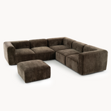 Philo Chenille Low Profile Reversible Modular L Sectional Sofa (5-Seater+Ottoman)