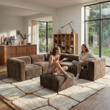 Philo Chenille Low Profile Reversible Modular L Sectional Sofa (5-Seater+Ottoman)