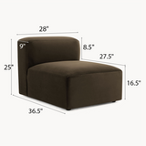 Philo Performance Velvet Low Profile Modular Armless Chair